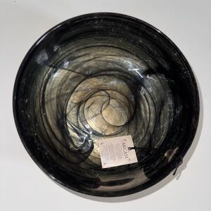 AKCAM Tabletop Glass Turkish Bowl Black Swirl New